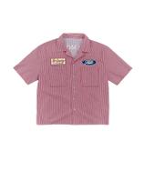 Camiseta recortada GORGLITTER de grandes dimensões listrada com botões rosa Camiseta recortada GORGLITTER de grandes dimensões listrada com botões rosa