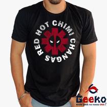 Camiseta Red Hot Chimi Changas 100% Algodão Deadpool Red Hot Chili Peppers Banda de Rock Geeko