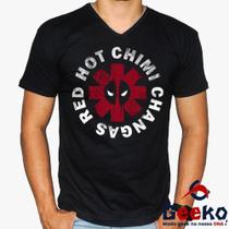 Camiseta Red Hot Chimi Changas 100% Algodão Deadpool Red Hot Chili Peppers Banda de Rock Geeko