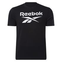 Camiseta Reebok Identity Big Stacked Logo Masculina preta tamanho S Camiseta Reebok Identity Big Stacked Logo Masculina preta tamanho S