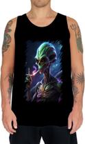 Camiseta Regata Alien ET Fumando Alienígena 1 Camiseta Regata Alien ET Fumando Alienígena 1