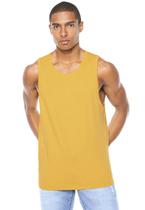 Camiseta Regata Amarela Escuro Básica Di Nuevo Masculina 100% Algodão