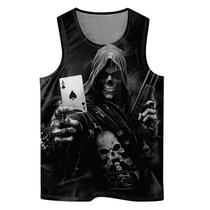 Camiseta regata Amasnay Cool Skeleton Print Quick Dry para homens