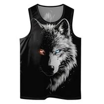 Camiseta regata Amasnay Cool Wolf Print para homens, verão, sem mangas Camiseta regata Amasnay Cool Wolf Print para homens, verão, sem mangas