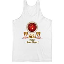 Camiseta Regata Ano Novo Relogio Vermelho