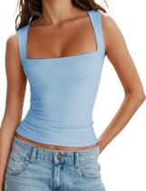 Camiseta regata AURUZA com gola quadrada para mulheres azul claro tamanho L