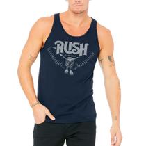Camiseta Regata Banda Rush Fly By Night rock clássico, masculina, feminina, cavada azul petróleo Camiseta Regata Banda Rush Fly By Night rock clássico, masculina, feminina, cavada azul petróleo