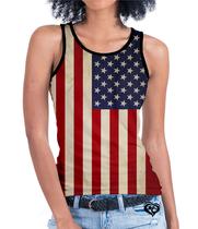 Camiseta Regata bandeira Estados Unidos Feminina EUA blusa