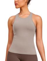 Camiseta regata BAYDI Clouduxi Racerback Workout para mulheres, cáqui pálido