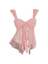 Camiseta regata BEAUDRM Y2k, renda, malha transparente, gola em forma de coração, feminina