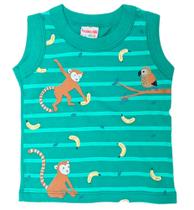 Camiseta Regata Bebê - Macaquinhos - Brandili