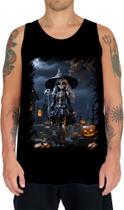 Camiseta Regata Bruxa Caveira Halloween 7