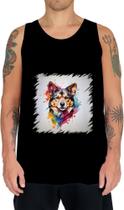 Camiseta Regata Cachorro Ilustrado Cromático Abstrato 1