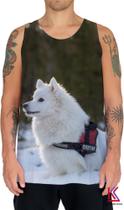 Camiseta Regata Cachorro Spitz Japonês na Neve Fofo 1 Camiseta Regata Cachorro Spitz Japonês na Neve Fofo 1