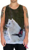 Camiseta Regata Cachorro Spitz Japonês na Neve Fofo 1