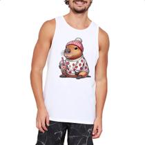 Camiseta Regata Capivara tomando milk shake