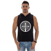Camiseta Regata Capuz Machão Masculina Esportes Academia Personalizada Cruz De São Bento Camiseta Regata Capuz Machão Masculina Esportes Academia Personalizada Cruz De São Bento