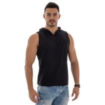 Camiseta Regata Capuz Masculina Preto Treino Academia Fit Esportiva