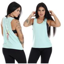 Camiseta Regata Cavada Estampada Costas Blusa Feminina 10801