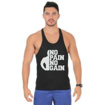 Camiseta Regata Cavada Masculina Academia Treino Estampa No Pain No Gain Musculção Camiseta Regata Cavada Masculina Academia Treino Estampa No Pain No Gain Musculção