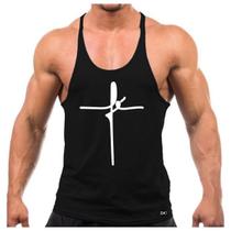 Camiseta Regata Cavada Masculina Machão Treino Academia Fitness Fé