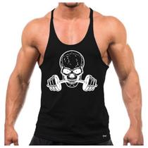 Camiseta Regata Cavada Masculino Academia Treino Caveira Musculação