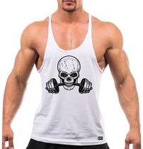 Camiseta Regata Cavada Masculino Academia Treino Caveira Musculação Camiseta Regata Cavada Masculino Academia Treino Caveira Musculação