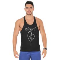 Camiseta Regata Cavada Masculino Academia Treino Estampado Abençoado Camiseta Regata Cavada Masculino Academia Treino Estampado Abençoado