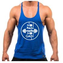 Camiseta Regata Cavada Masculino Academia Treino No Pain No Gain