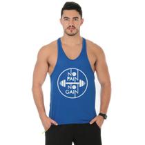 Camiseta Regata Cavada Masculino Academia Treino No Pain No Gain Camiseta Regata Cavada Masculino Academia Treino No Pain No Gain