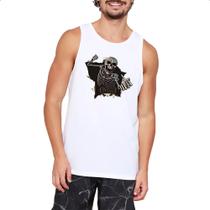Camiseta Regata Caveira mal educada rasgando camisa Camiseta Regata Caveira mal educada rasgando camisa