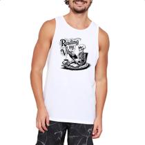 Camiseta Regata Caveira Reading is my vibe Camiseta Regata Caveira Reading is my vibe