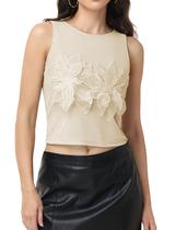 Camiseta regata Cazaddi 3D de malha floral sem mangas Camiseta regata Cazaddi 3D de malha floral sem mangas