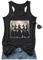 Camiseta regata CHUNTIANRAN Halloween Witch para mulher cinza S