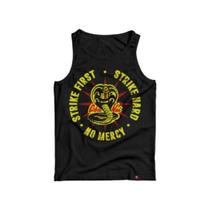Camiseta Regata Cobra Kai Strike First Camisa Karate Kid Camiseta Regata Cobra Kai Strike First Camisa Karate Kid