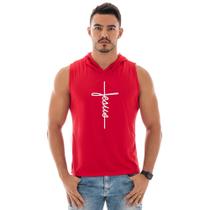 Camiseta Regata Com Capuz Esportiva Treino Liso Estampa Personalizada Jesus Camiseta Regata Com Capuz Esportiva Treino Liso Estampa Personalizada Jesus