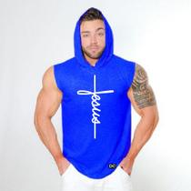 Camiseta Regata Com Capuz Esportiva Treino Liso Estampa Personalizada Jesus