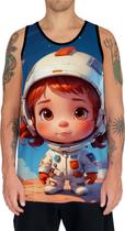 Camiseta Regata Crianças Astronautas Planetas Galáxias 11 Camiseta Regata Crianças Astronautas Planetas Galáxias 11