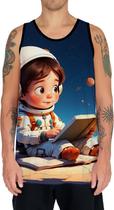 Camiseta Regata Crianças Astronautas Planetas Galáxias 5