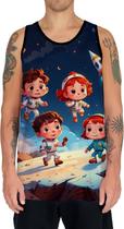 Camiseta Regata Crianças Astronautas Planetas Galáxias 8