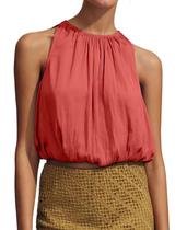 Camiseta regata Crop Bubble Ythomm feminina sem mangas vermelha Camiseta regata Crop Bubble Ythomm feminina sem mangas vermelha