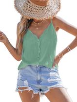Camiseta regata Cupshe Dainty Details com decote em V com acabamento em vieira Mint S Camiseta regata Cupshe Dainty Details com decote em V com acabamento em vieira Mint S