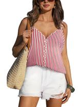 Camiseta regata CUPSHE para mulheres com sutiã embutido com listra vermelha acolchoada