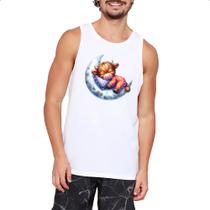 Camiseta Regata Cute Bufalo dormindo na Lua Camiseta Regata Cute Bufalo dormindo na Lua