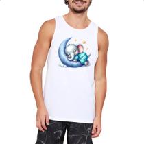 Camiseta Regata Cute Elefante dormindo na Lua