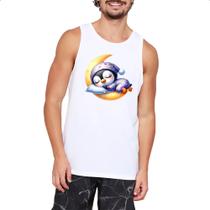 Camiseta Regata Cute Pinguim dormindo na Lua Camiseta Regata Cute Pinguim dormindo na Lua