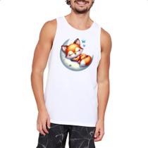 Camiseta Regata Cute Raposa dormindo na Lua