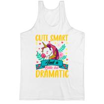 Camiseta Regata Cute smart and litle bit dramatic unicornio