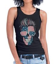 Camiseta regata de Caveira FEMININA Rock Cinza
