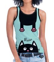 Camiseta regata de Gato FEMININA Animal Verde